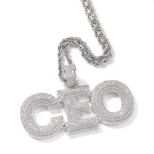 Hip Hop DIY triple layer full of diamonds copper with AAA zirconia letters men's pendant necklace