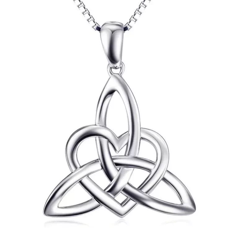 Stainless steel Irish Celtic knot love heart pendant necklace for men