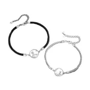 S925 sterling silver little prince and fox couple string bracelet