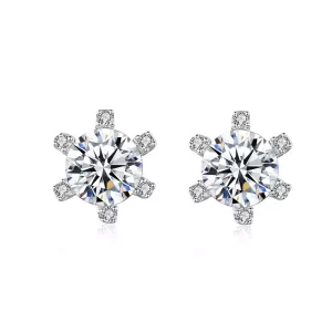 925 Sterling Silver 0.5mm Snowflake Full Diamond Moissanite Earrings