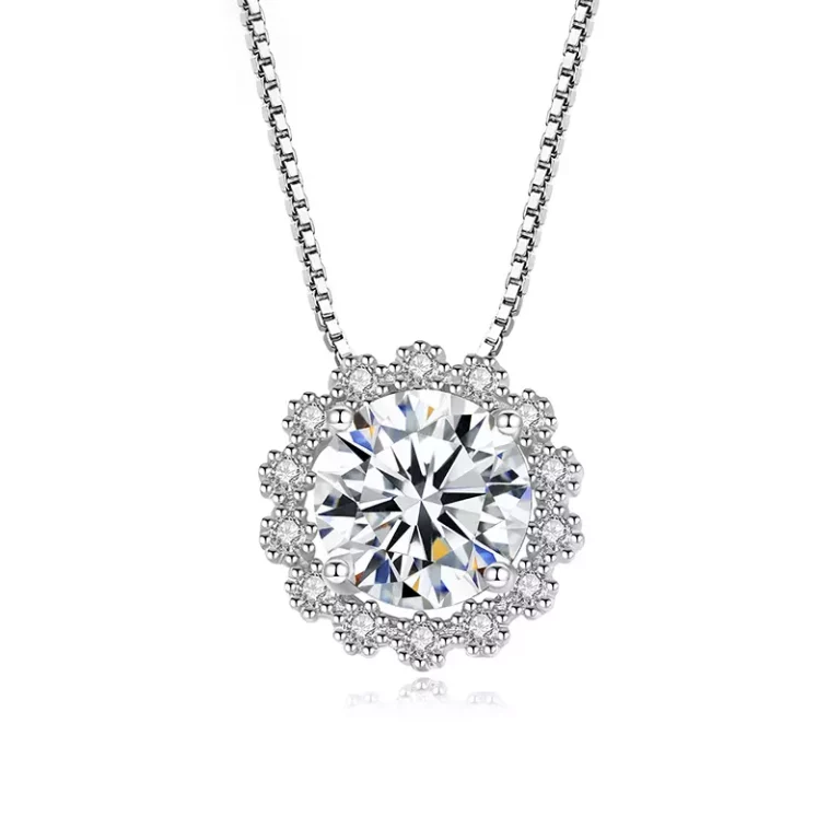 S925 silver 1.0 carat moissanite snowflake full diamond pendant ladies necklace