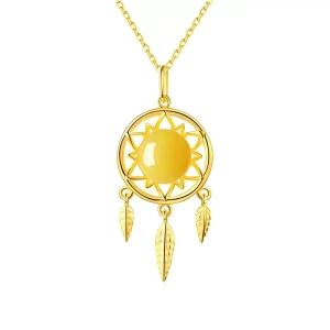 S925 sterling silver natural amber beeswax dreamcatcher pendant women's collarbone necklace