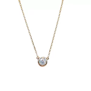 18K gold round bead necklace GIA 50 points natural diamond pendant ladies necklace