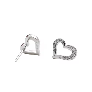 pt950 platinum heart shaped diamond ladies earrings