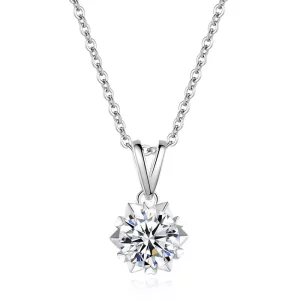 PT950 platinum hexamount snowflake design moissanite pendant women's collarbone necklace