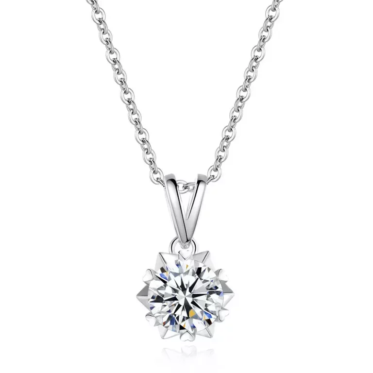 PT950 platinum hexamount snowflake design moissanite pendant women’s collarbone necklace