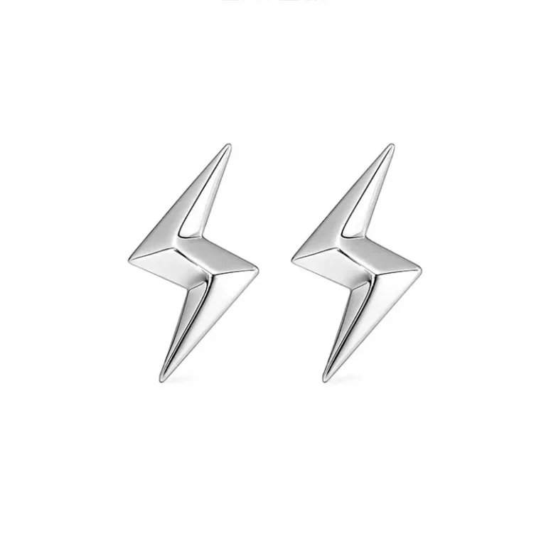 s925 sterling silver lightning bolt earrings for men