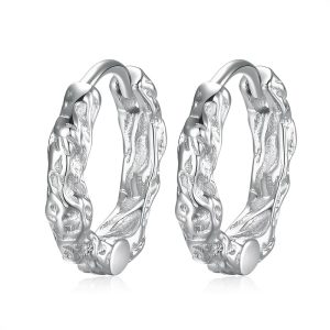 3MM s925 Sterling Silver Green Vine Meteorite Design Hip Hop Men's Earrings