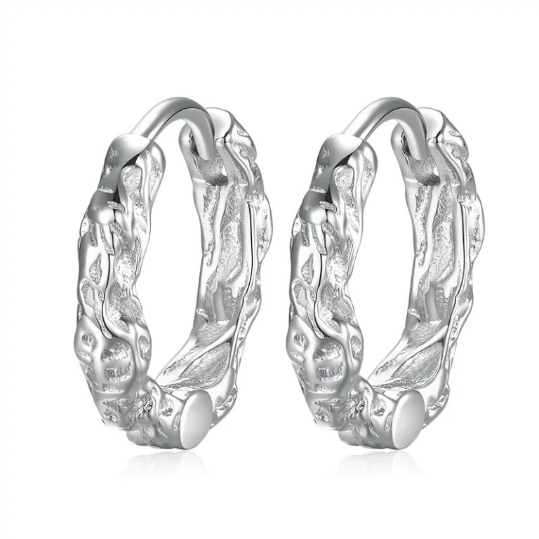 3MM s925 Sterling Silver Green Vine Meteorite Design Hip Hop Men’s Earrings