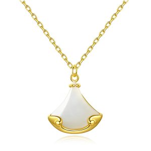 S925 sterling silver natural Hetian jade small skirt ladies pendant necklace