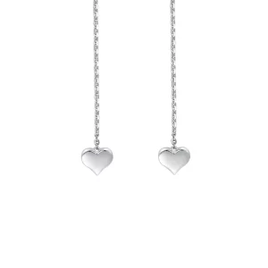 PT950 Platinum Heart Shaped Simple O Women's Earrings Custom Length