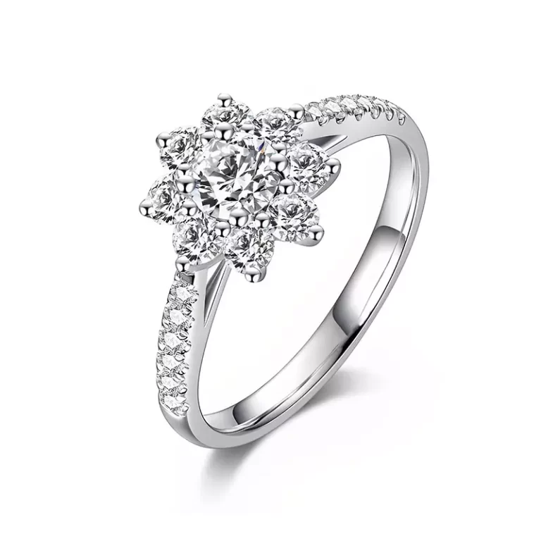 18k white gold diamond ring Sunflower series diamond ring for women