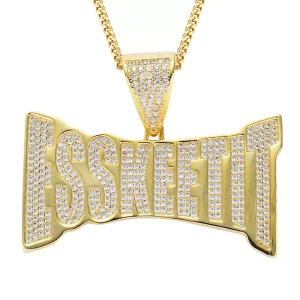 Hip-hop ESSKEETIT English letters micro-encrusted zirconia hip-hop men's necklace