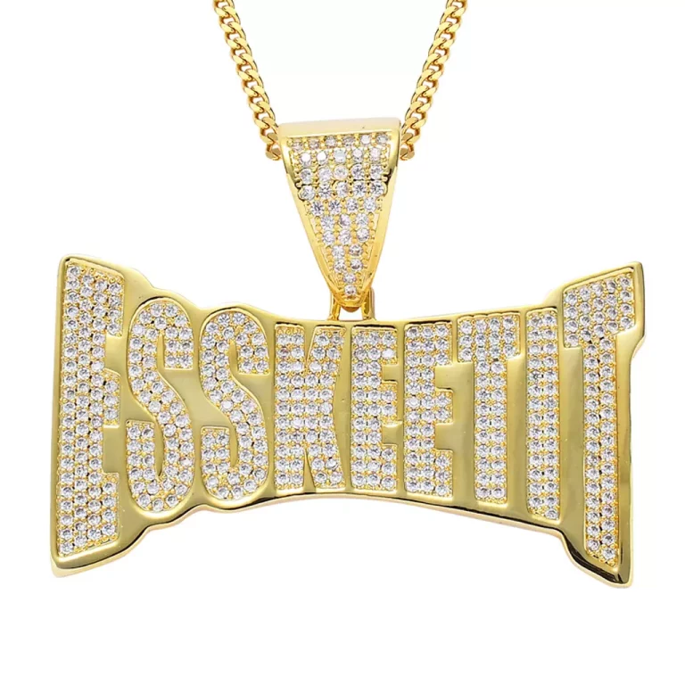 Hip-hop ESSKEETIT English letters micro-encrusted zirconia hip-hop men’s necklace
