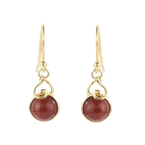 Vintage Court Style Design S925 Silver with South Red Agate Gemstone Earrings for Women