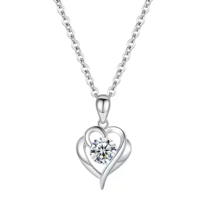 pt950 platinum heart moissanite pendant collarbone necklace