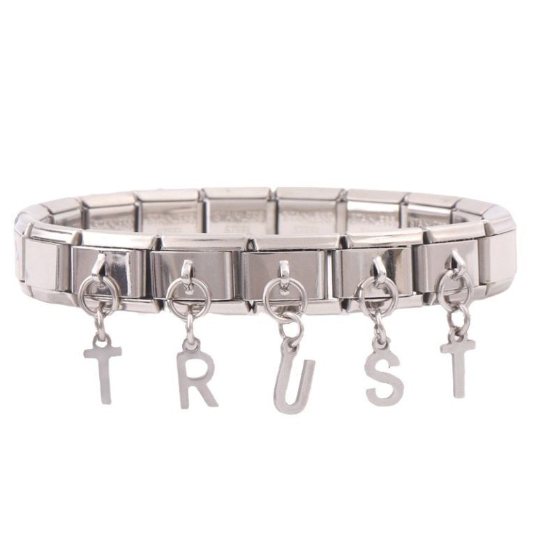 Wholesale Stainless Steel Letter Links bracelets High Polished Hello Italian charms elastic bracelet